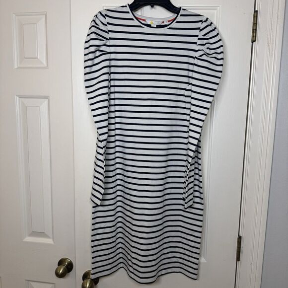 Boden Dresses & Skirts - NWT Boden Imogen Breton Striped Shirt Dress size 4 Navy Off White Puff Sleeves